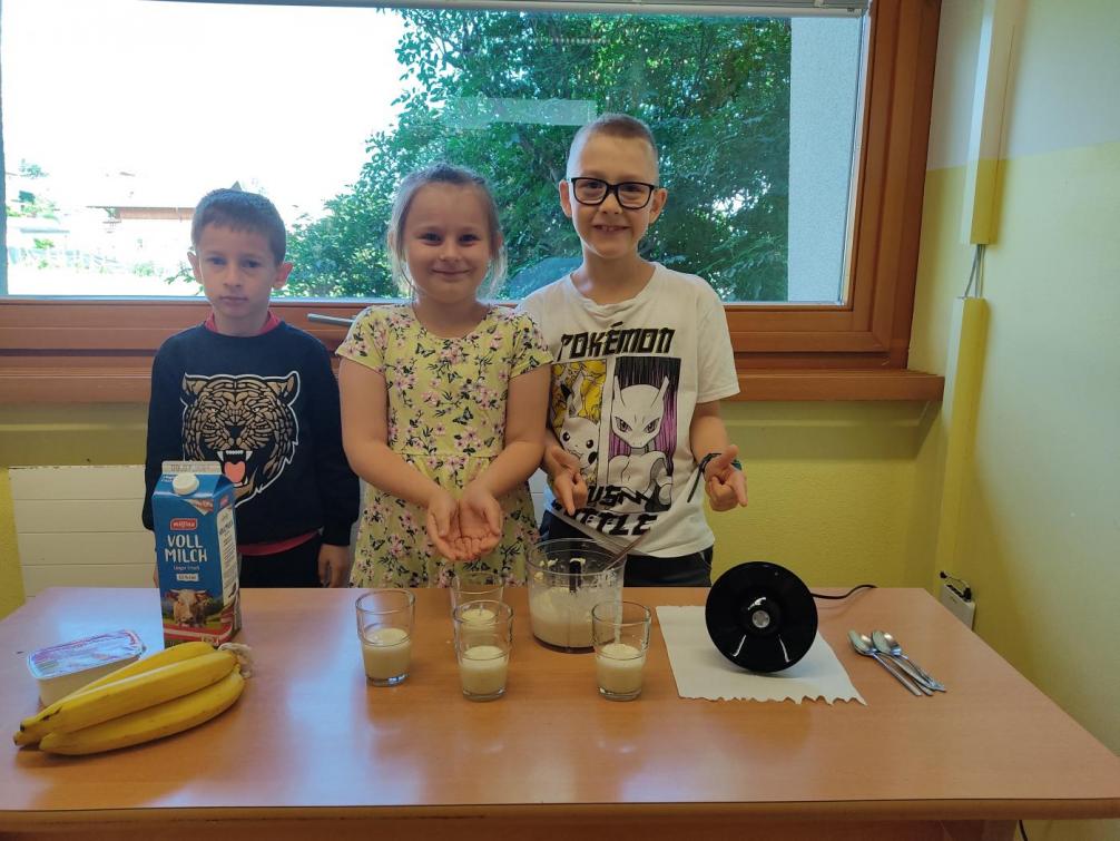 Die Bananenmilch ist fertig